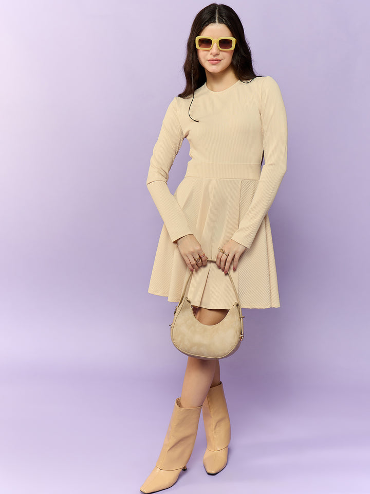 Cream Back Cut-Out Skater Dress