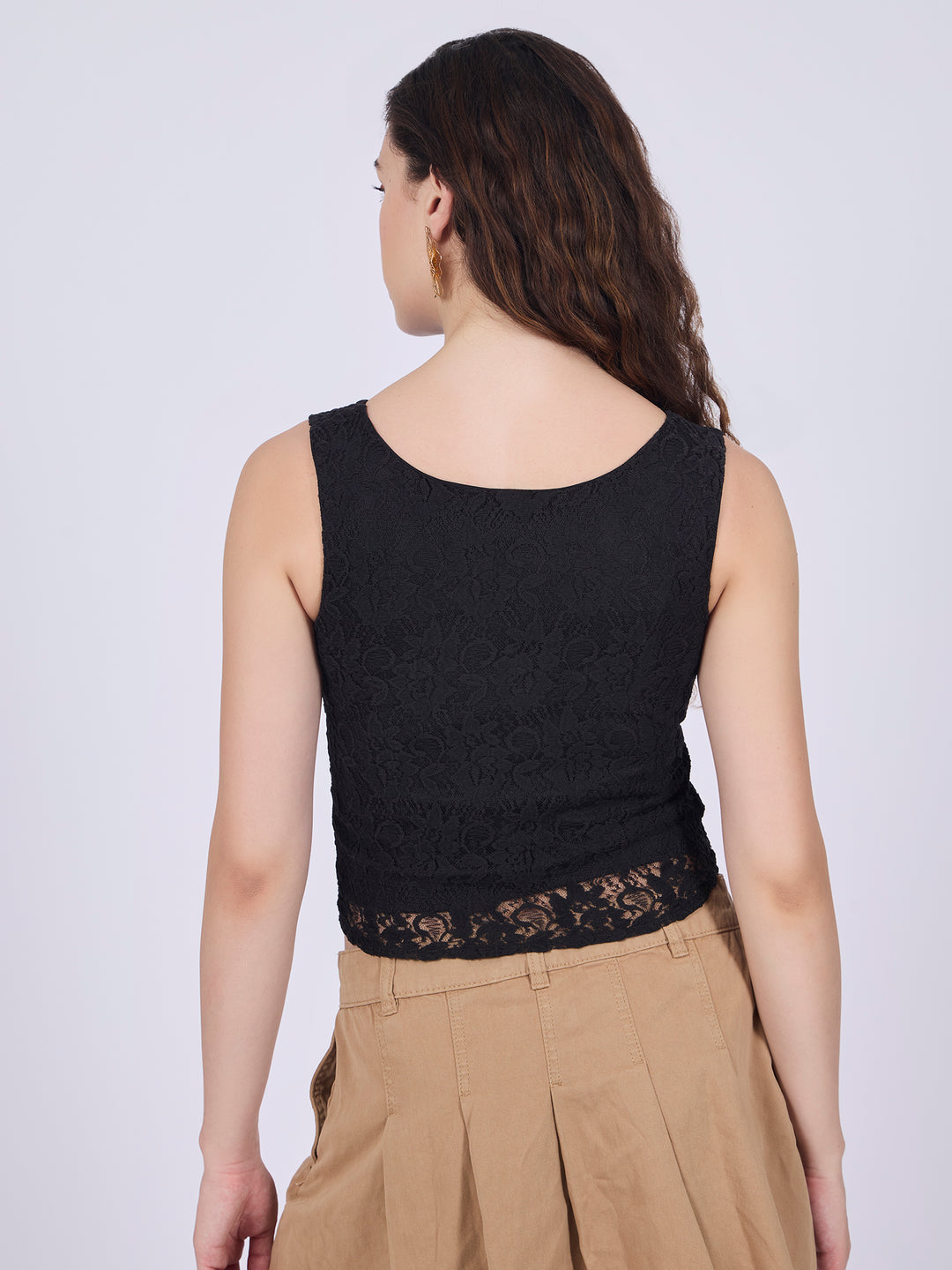 Black Fitted Lace Top