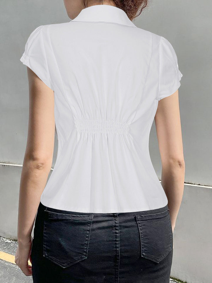 White Half Sleeved Dual Front Pocket Shirt