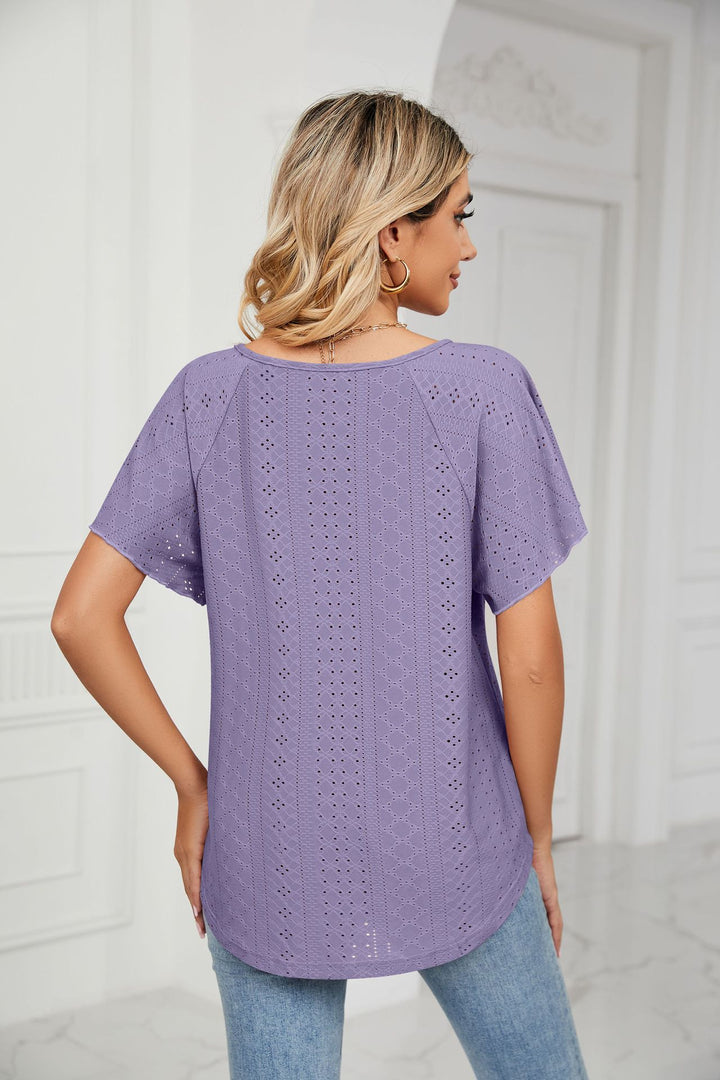 Lilac Flared Sleeves Tie Up Top