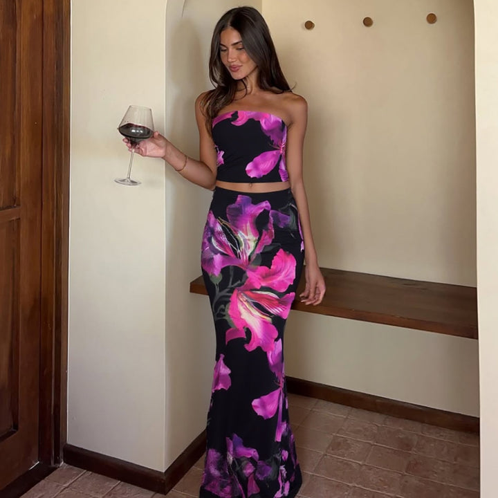 Black Tube Top With Skirt Co-Ord Set