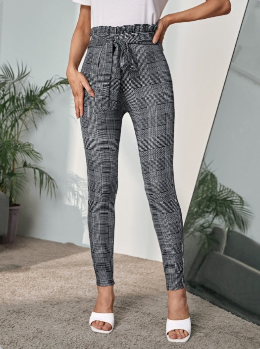 Black Check Fitted Leggings