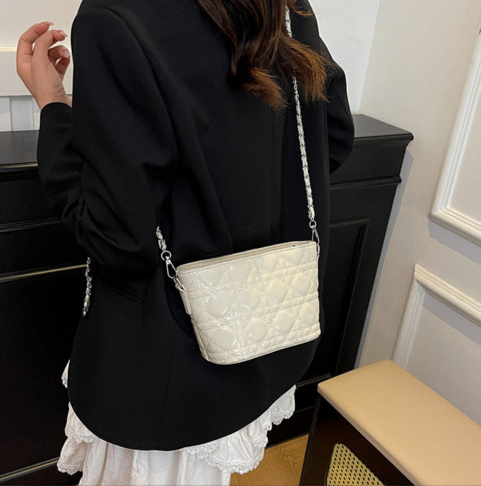 White Mini Quilted Chain Handbag