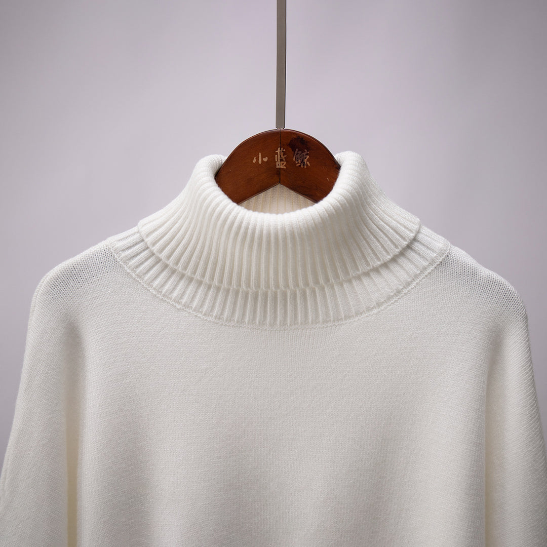 White Turtle Neck Oversized Solid Sweater