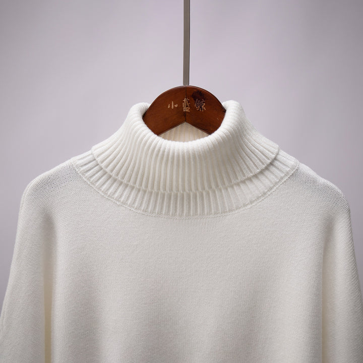White Turtle Neck Oversized Solid Sweater