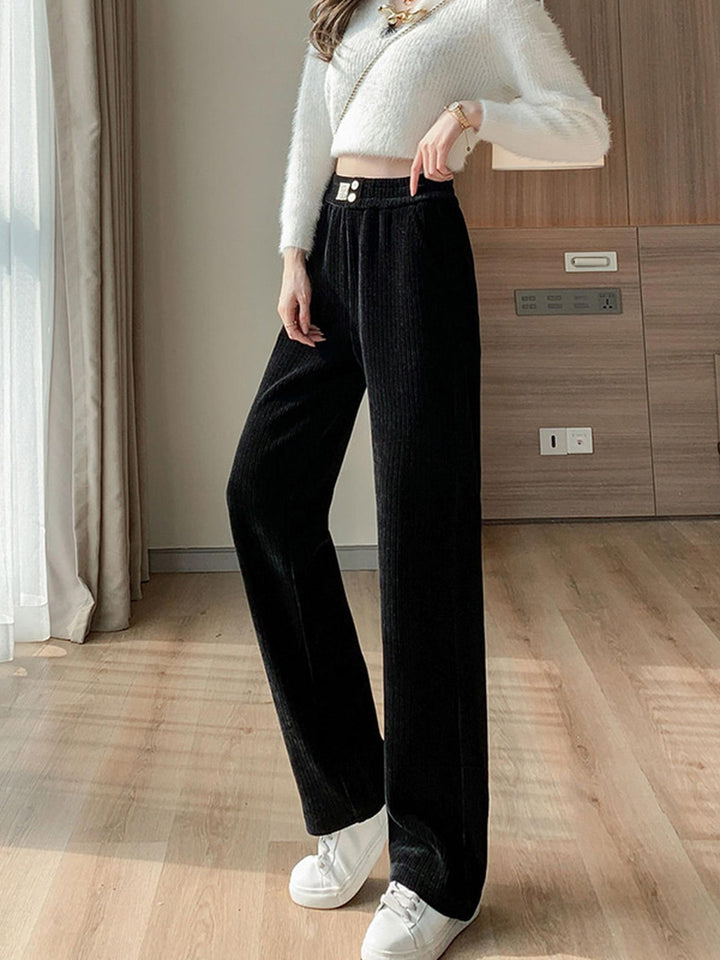 Black Corduroy Wide Leg Pants