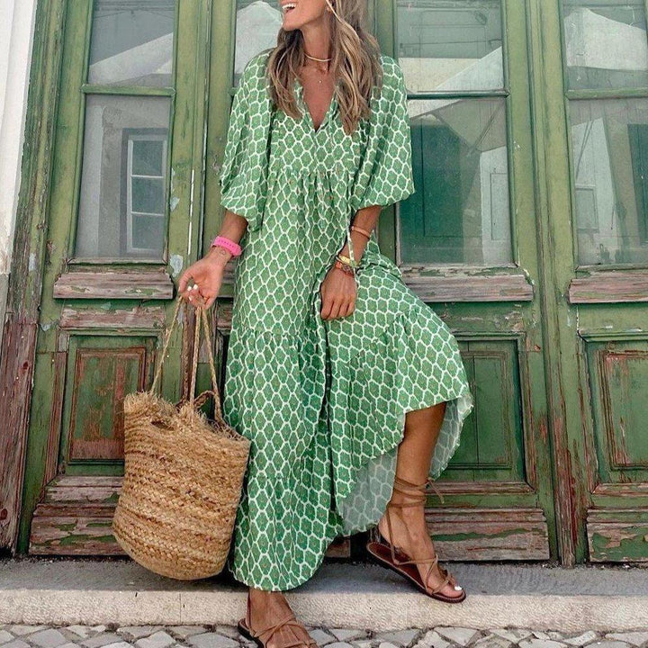 Green Abstract Printed Dress