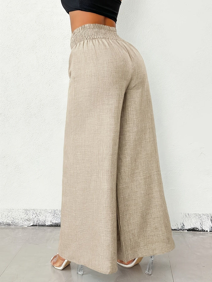 Beige Wide Leg Trousers