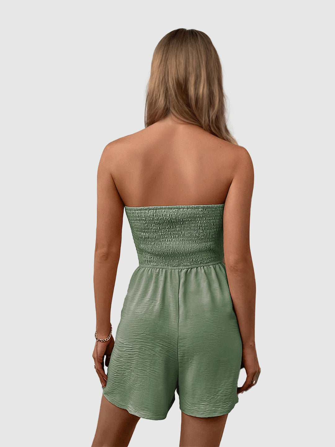 Green Smocked Tube Romper