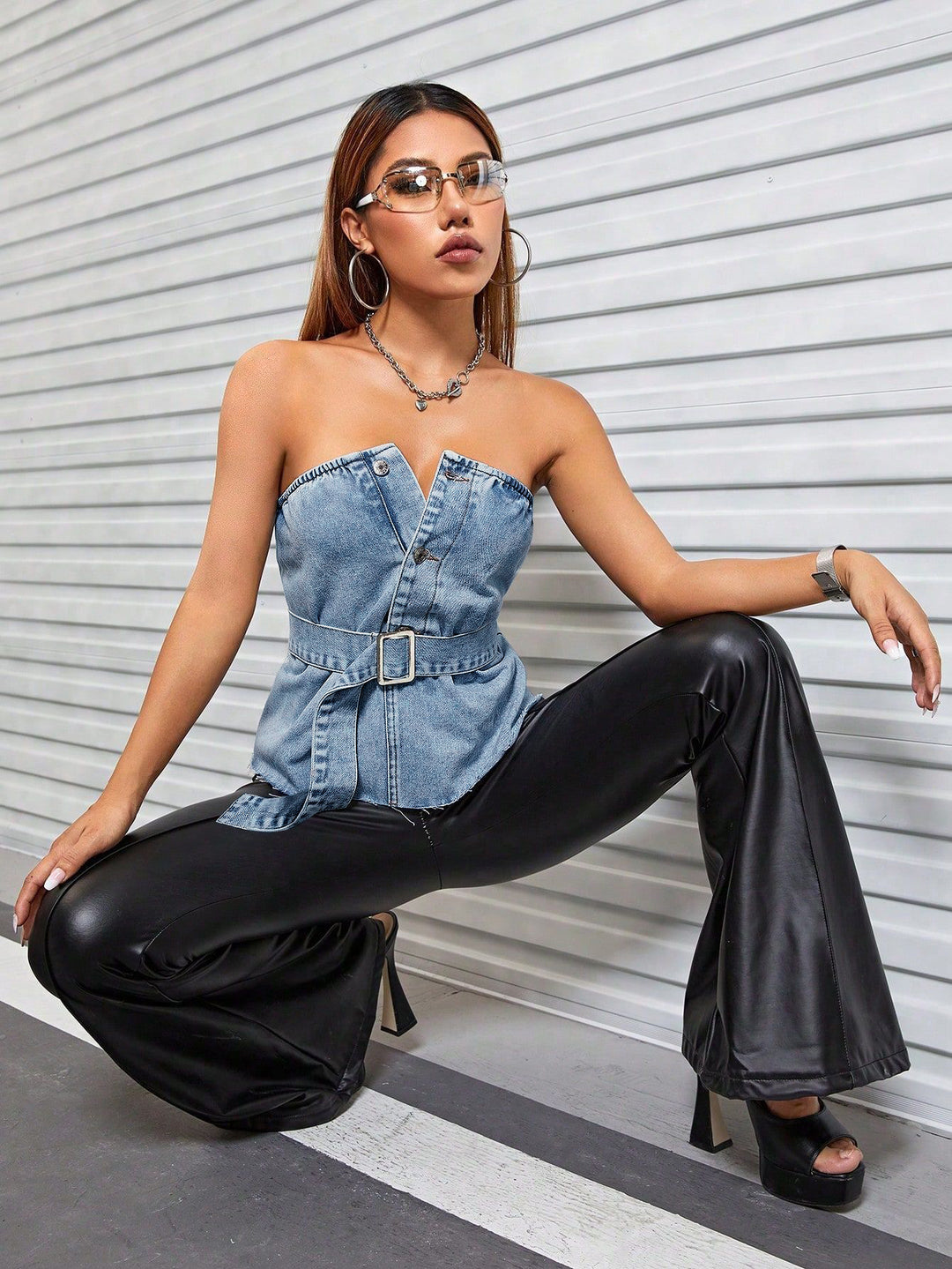 Blue Denim Tube Top