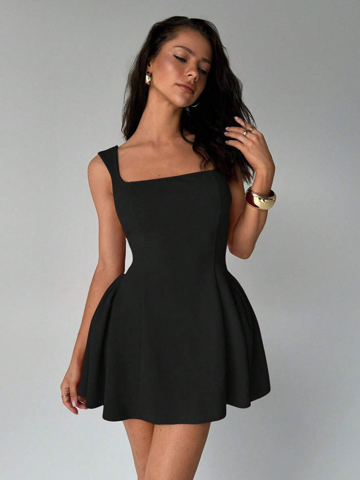 Black Shoulder Strap Corset Style Dress