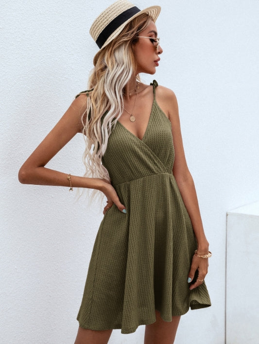 Green Skater Dress With Straps