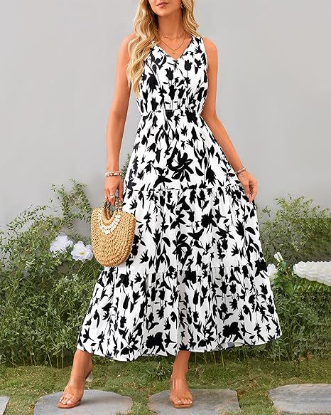 White V Neck Printed Cinched Waist Dress