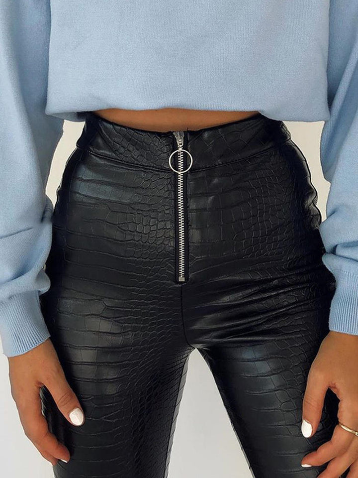 Black Leather Pencil Pants