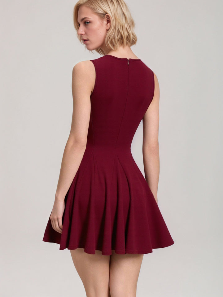 Red Sleeveless Front Bow Dress