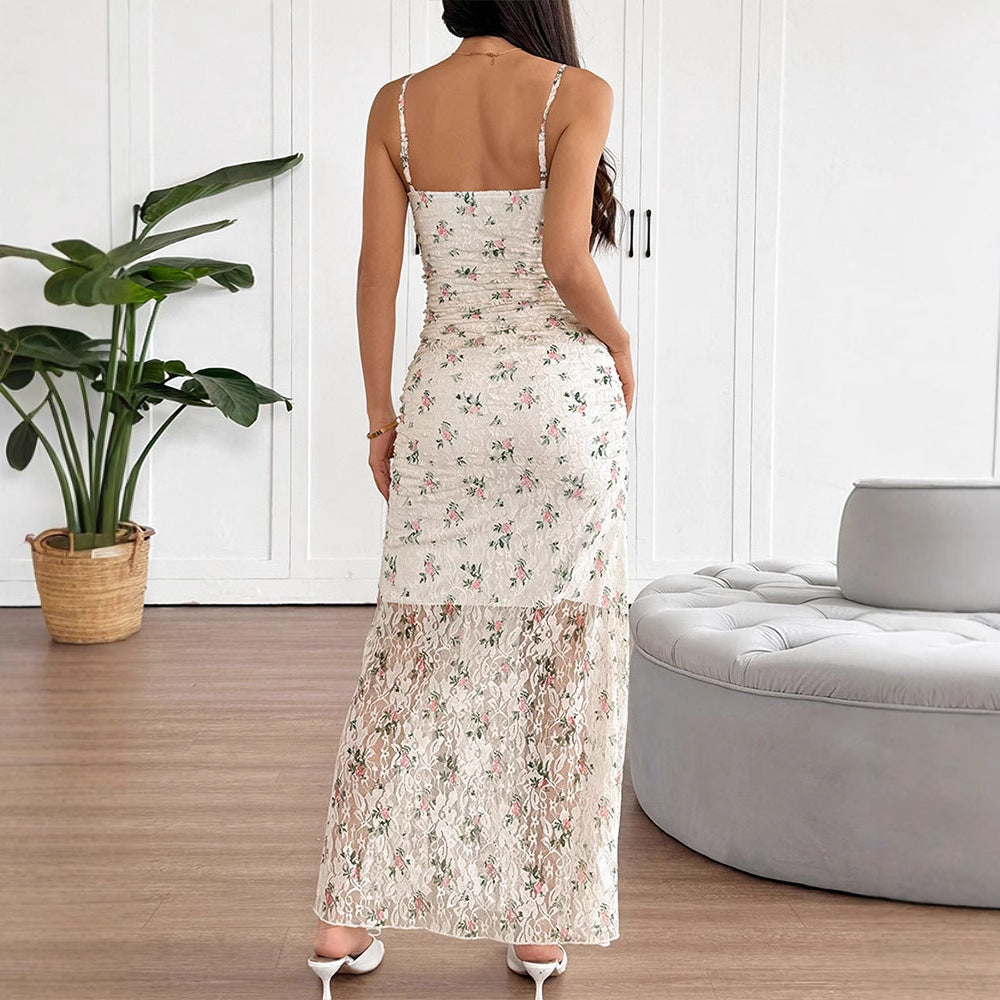 Multi Strappy Printed Maxi Dress