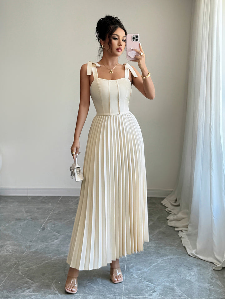 Off White Shoulder Tie-Up Dress