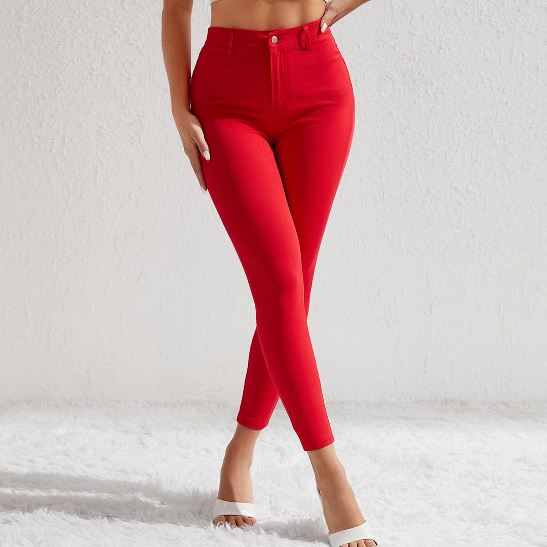 Red Coloured High Waist Skinny Denims