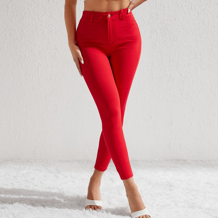 Red Coloured High Waist Skinny Denims