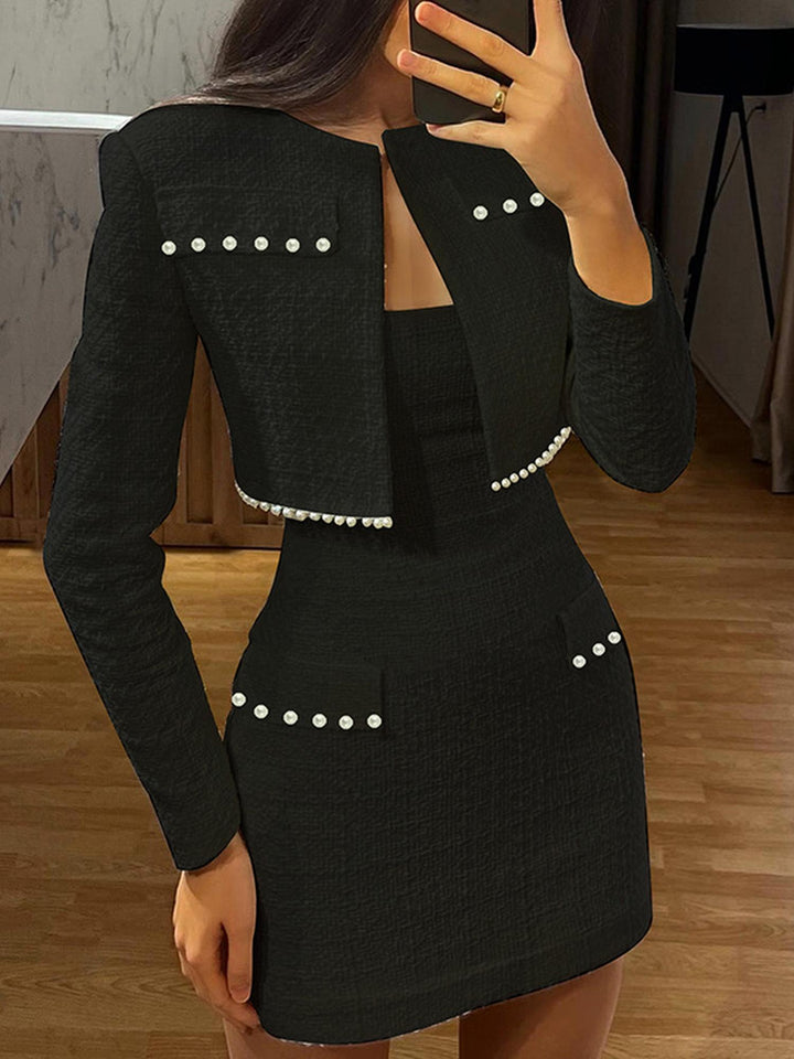 Black Jacket With Pearl Embellishment