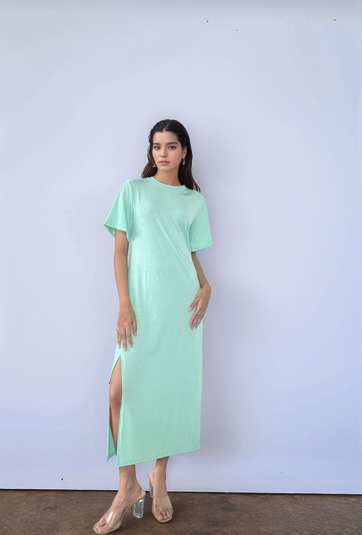 Green Short Sleeve Tee Dress