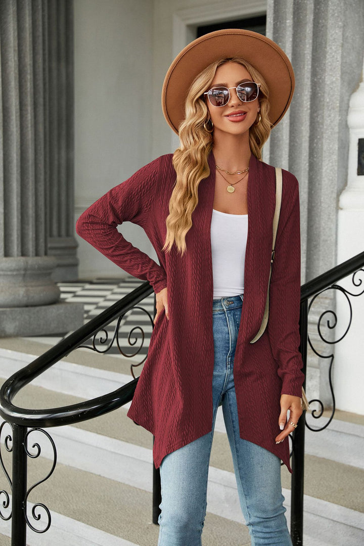 Maroon Full Sleeves Solid Shrug