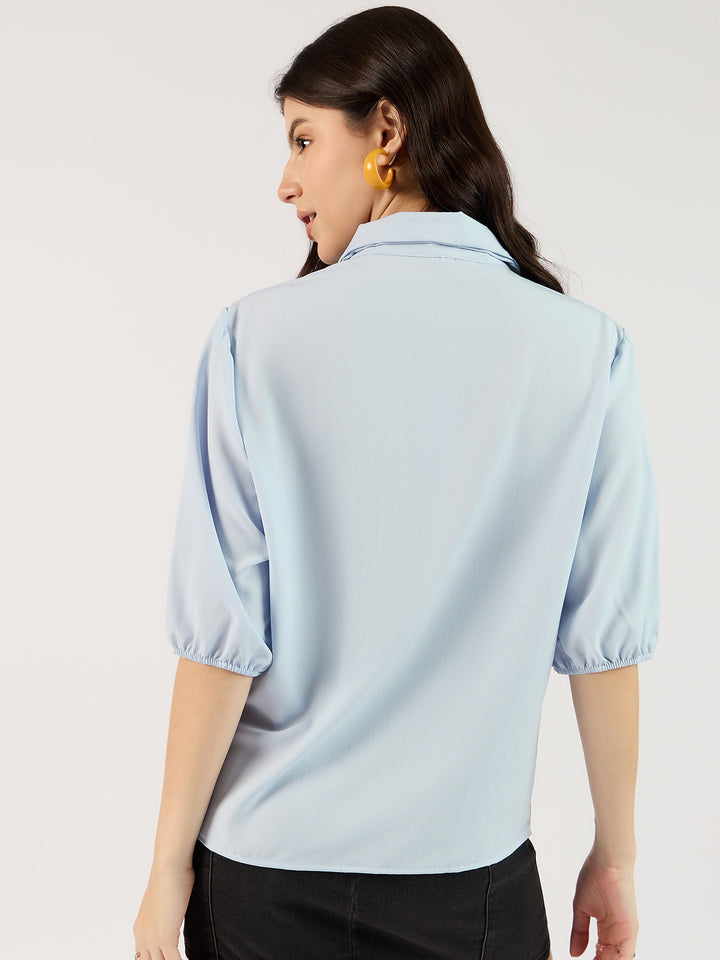 Solid Blue Boxy Shirt