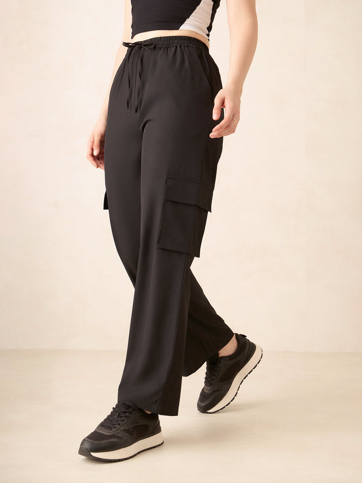 Black Wide Leg Parachute Pants