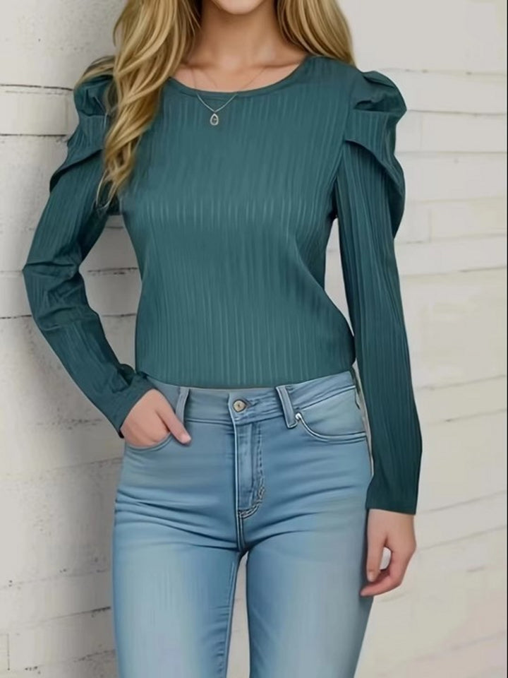 Olive Full Puff Sleeves Top