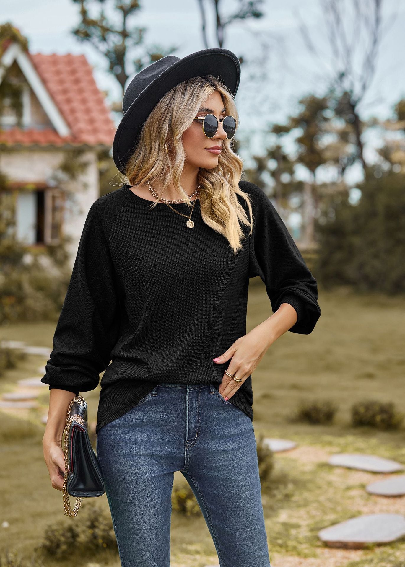 Black Full Sleeve Round Neck Sweaters