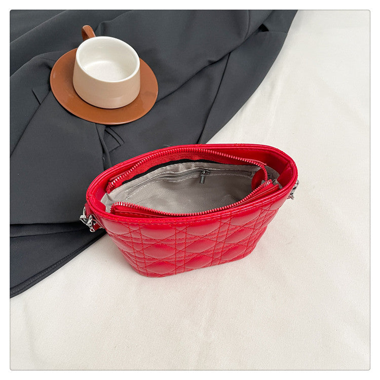 Red Mini Quilted Chain Handbag