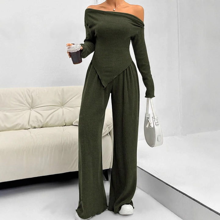 Green Off-Shoulder Top And Pant Co-Ord Set
