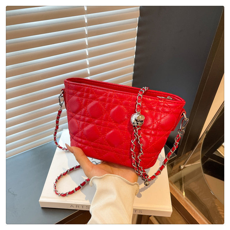 Red Mini Quilted Chain Handbag