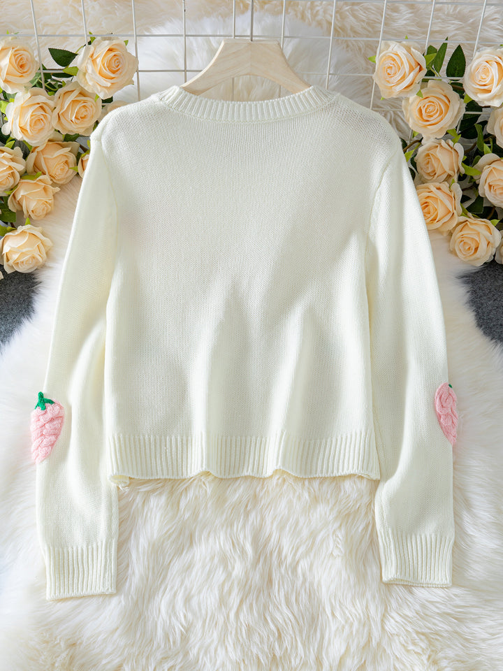 White Full Sleeves Embroidered Sweaters
