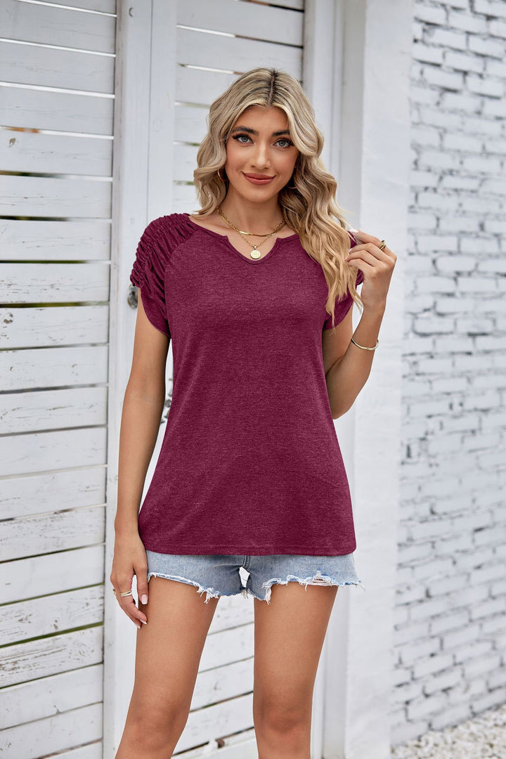 Maroon Short Sleeve Solid Top