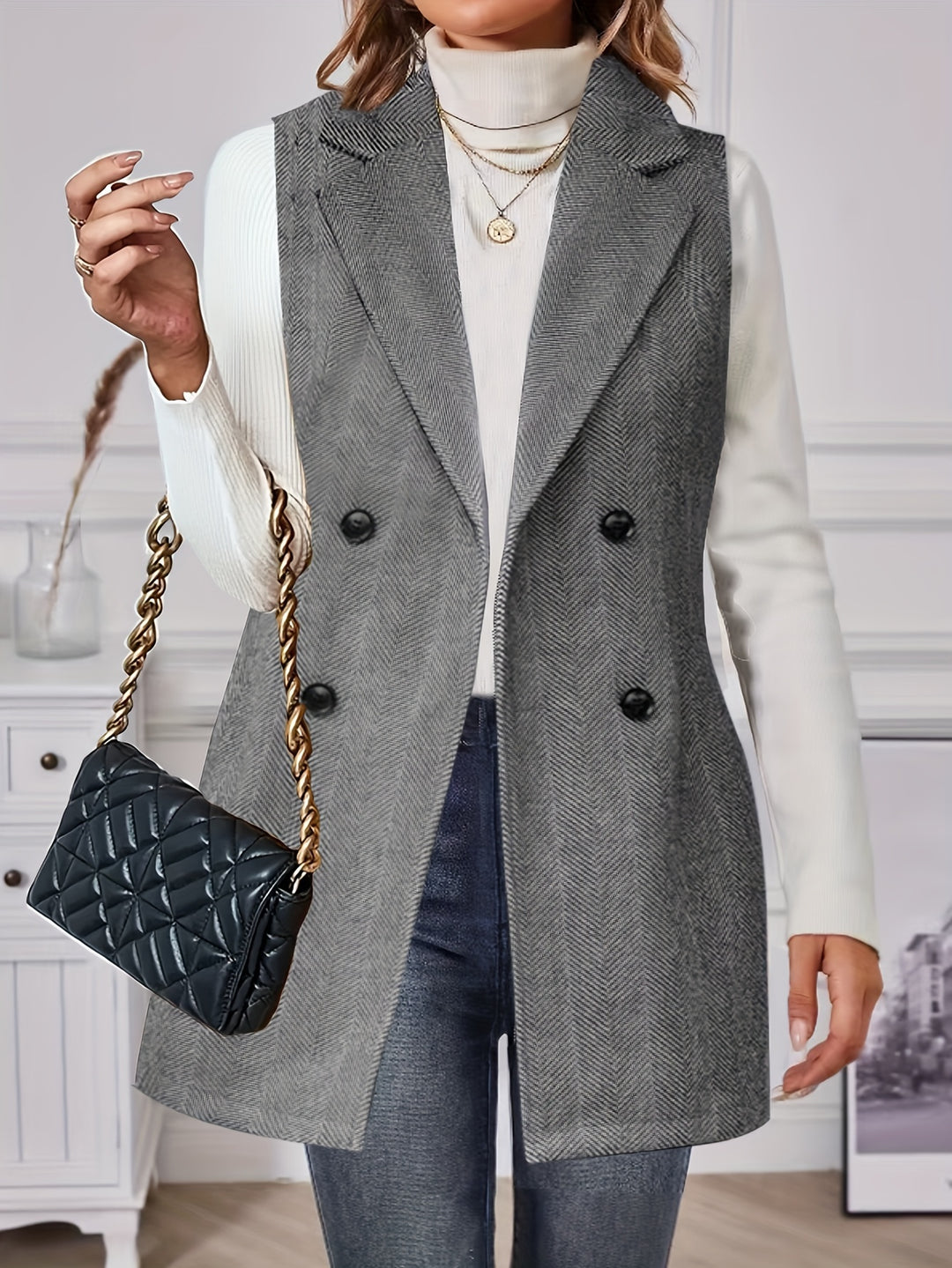 Black Sleeveless Jacket