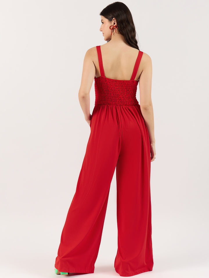 Red Flared Jumpsuit