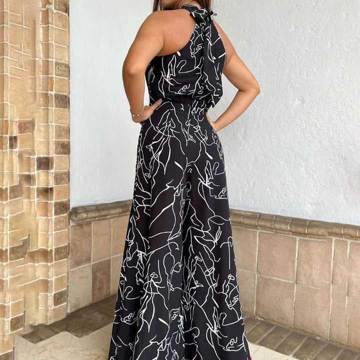 Black Halter Neck Wide Leg Jumpsuit