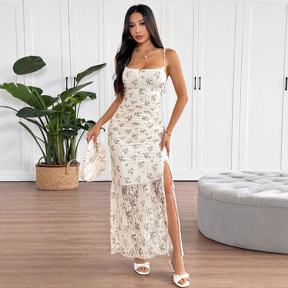 Multi Strappy Printed Maxi Dress
