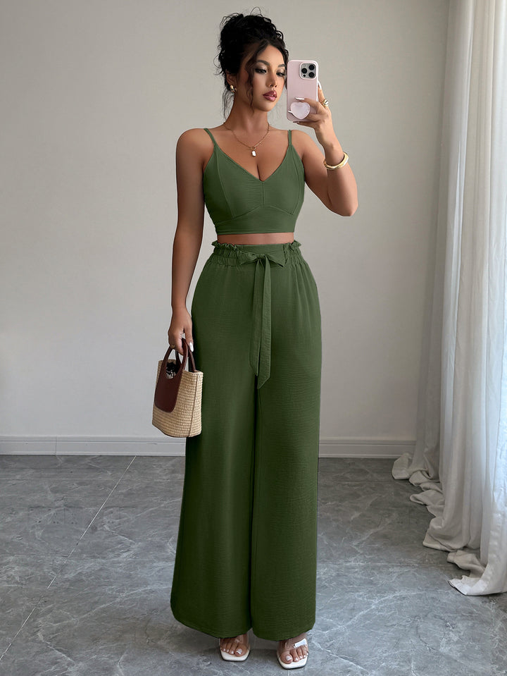 Green Cami Top And Pants Co-Ord Set