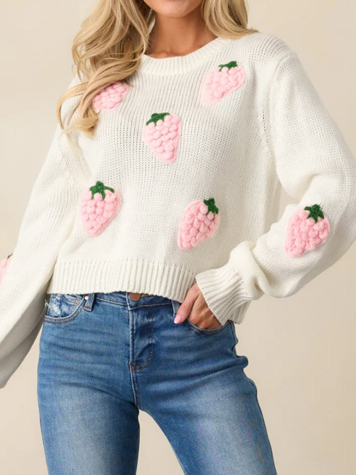 White Full Sleeves Embroidered Sweaters