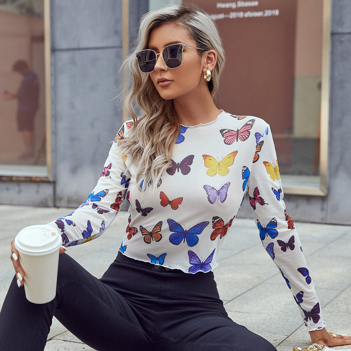 White Printed Full Sleeve Top
