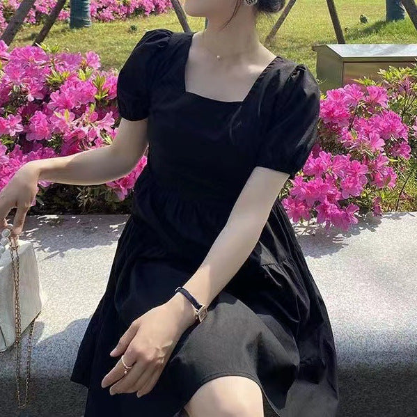 Black Back Bow Detailed Solid Mini Dress