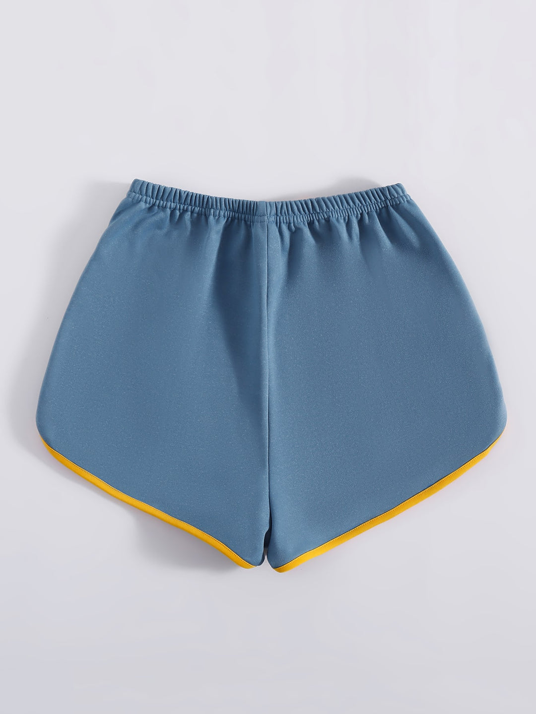 Blue Contrast Hem Printed Shorts