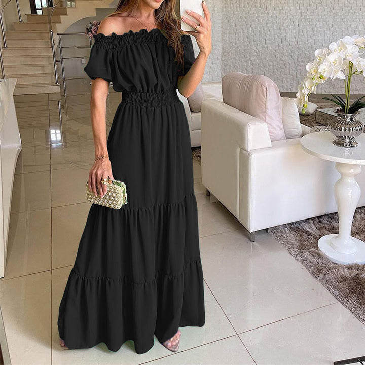 Black Short Sleeve Off Shoulder Dress