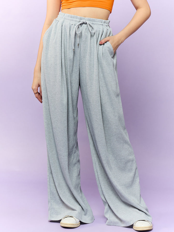 Grey Knit Joggers with Draw String