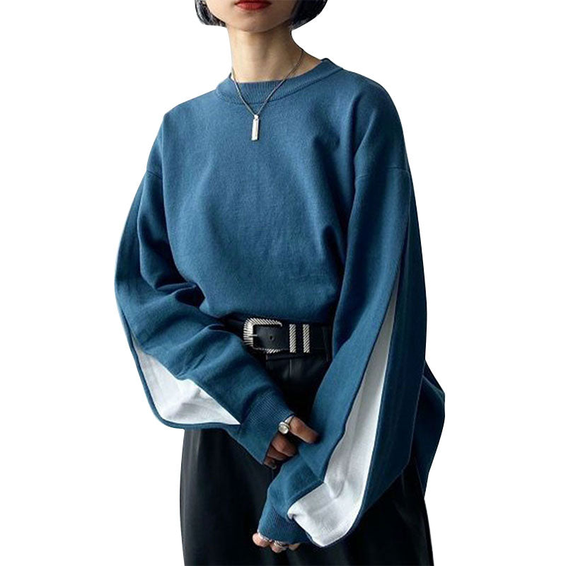 Blue Sleeve Details Sewtashirt