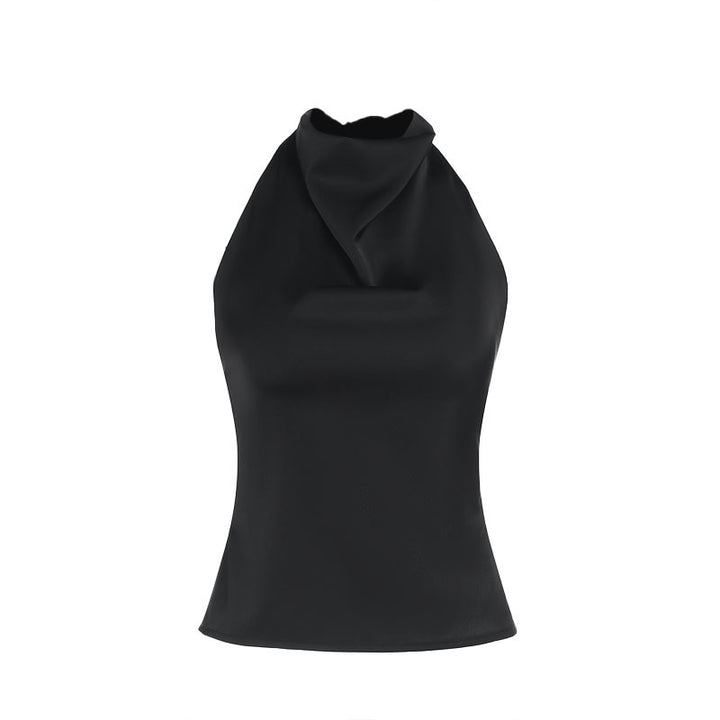 Black  Cowl Neck Back Straps Top