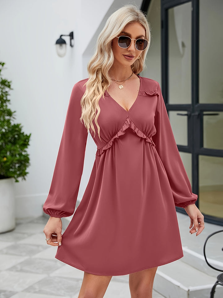 Pink A-Line Dress With Ruffle Detail