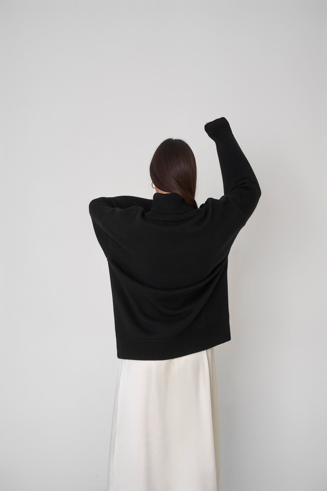 Black Turtle Neck Oversized Solid Sweater